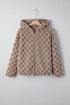 Diamond Textured Sherpa Zip Front Hooded Cropped Jacket